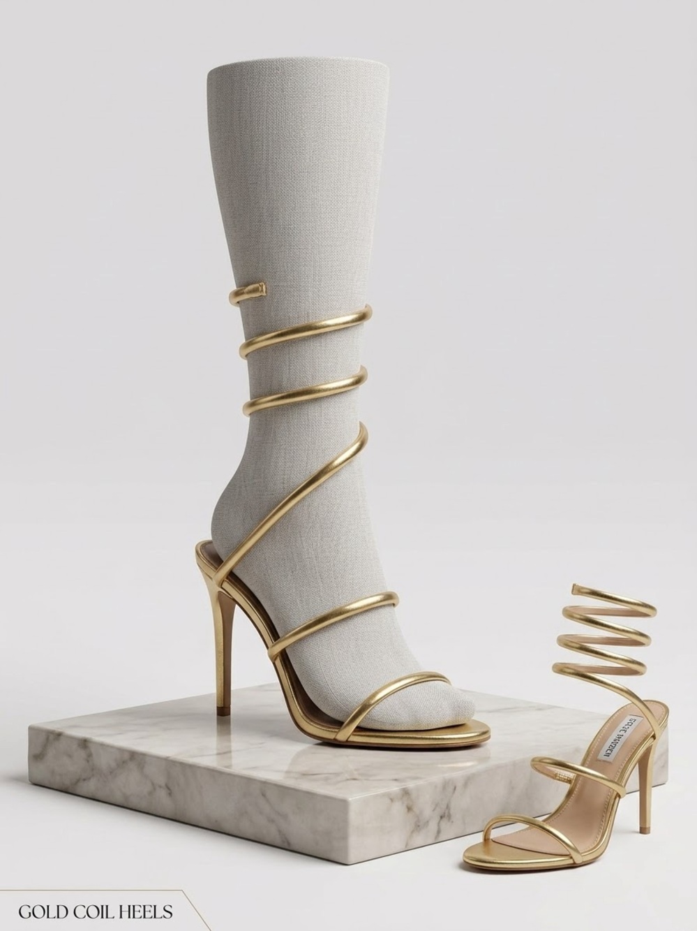 Steve Madden Gold Coil Wrap Stiletto Sandals